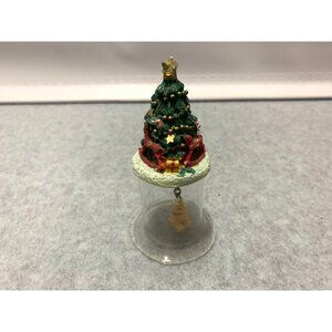 Christmas Tree Bell Glass Dome Teddy Bear Hanging